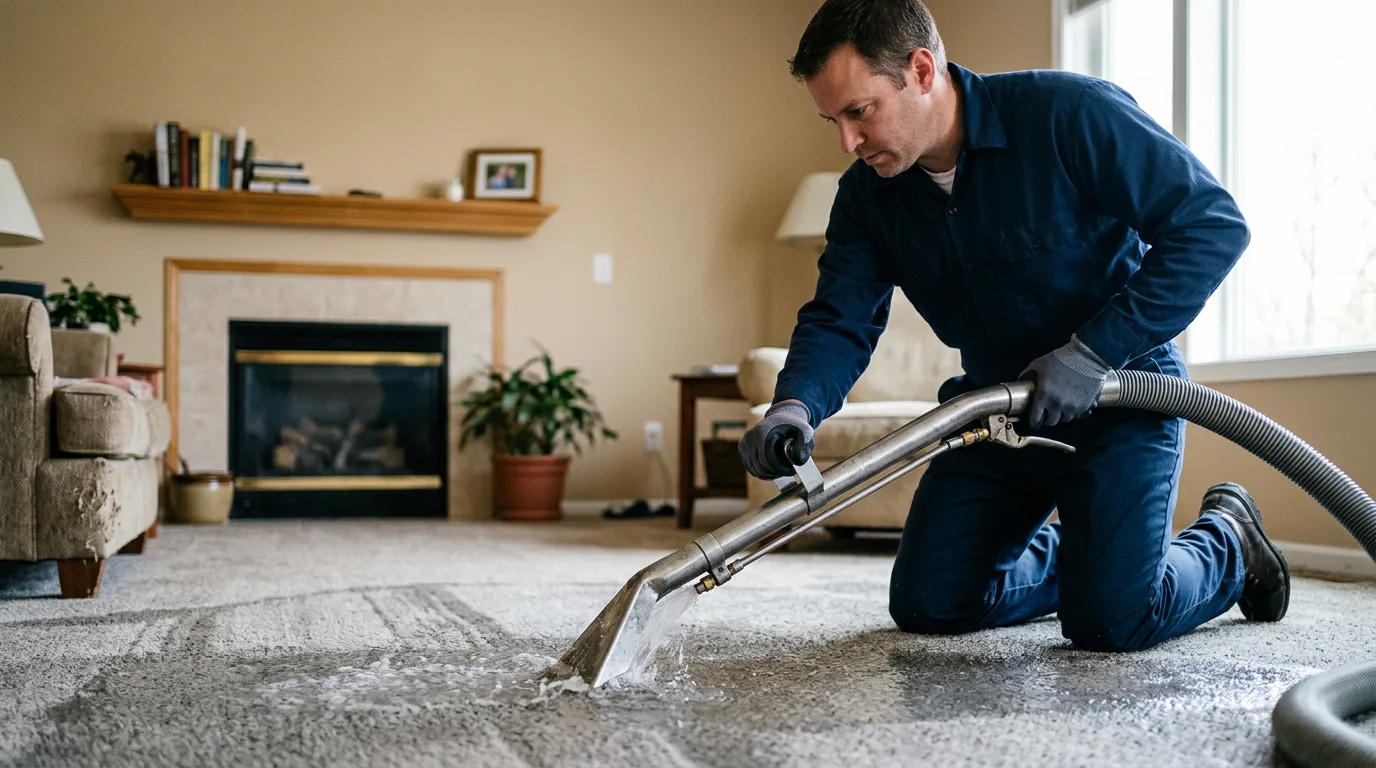 Water damage restoration technician working near Barrington, IL